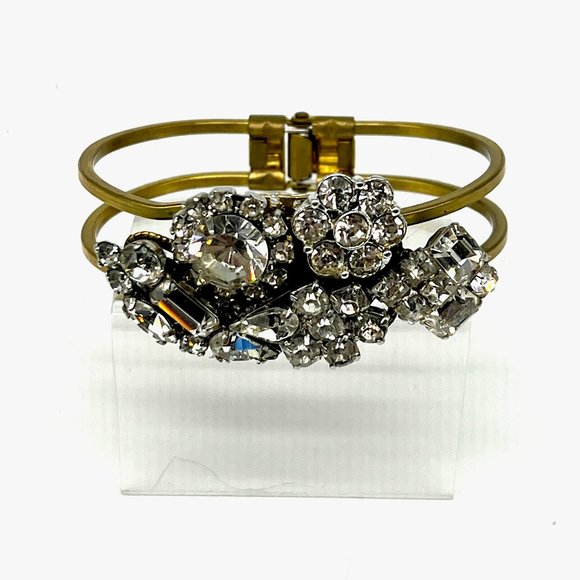 130. Jaw dropping ReviveAmor vintage rhinestone artisan clamper bracelet